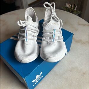 Lightly worn, white, adidas Puremotion Adapt 2.0 shoes
